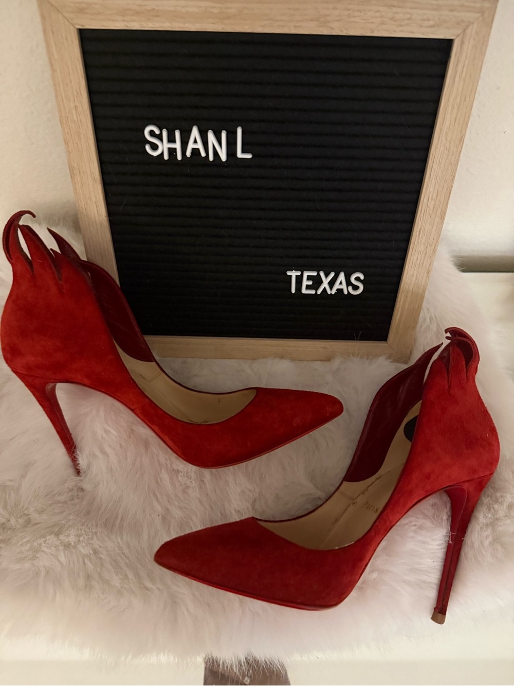 Christian Louboutin Red Flame Suede Stiletto Pumps - Picture 6 of 8